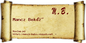 Mancz Bekő névjegykártya